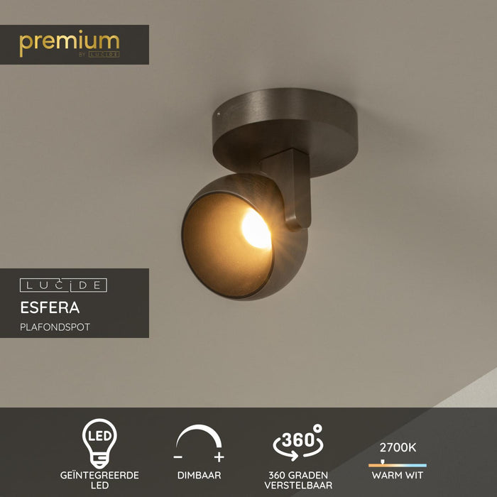 Lucide Premium ESFERA Plafondspot - Grijs ijzer