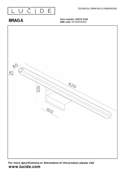 Lucide Premium BRAGA Wandlamp - Koffie