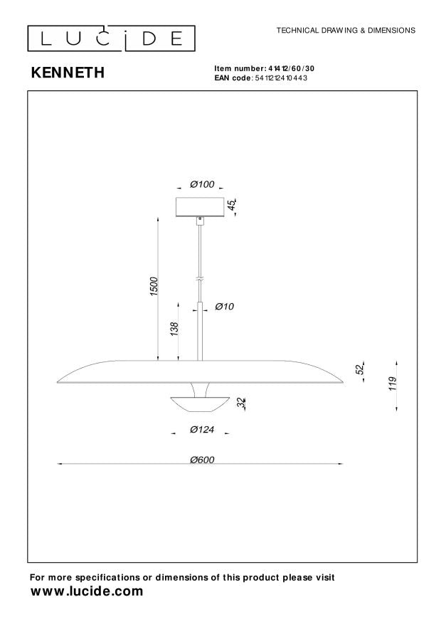 Lucide Premium KENNETH Hanglamp - Zwart
