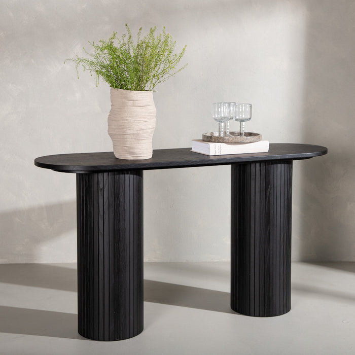 Fjôrd - Sidetable Zwart 130cm - Fineer - Bianca