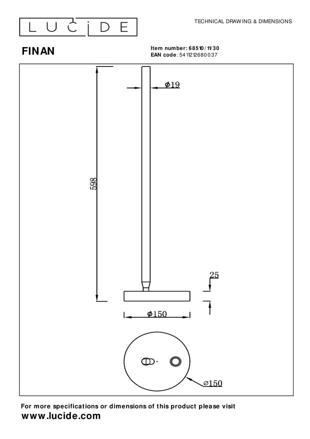 Lucide FINAN Tafellamp - Zwart