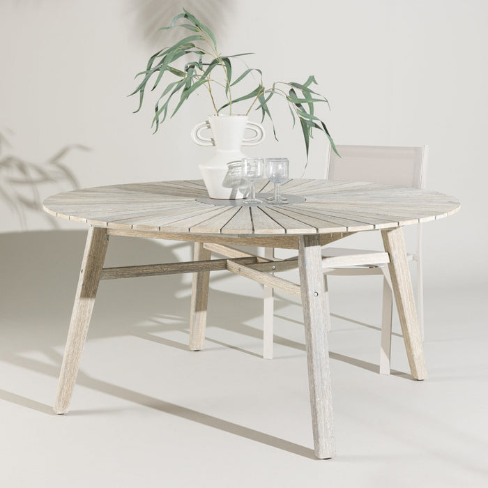 Fjôrd - Eettafel Wit Ø150cm - Acaciahout- Rives