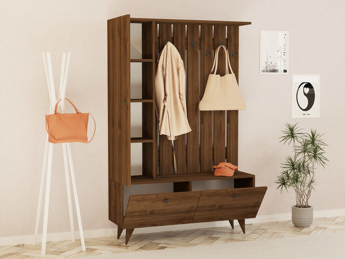 Giga Meubel - Garderobemeubel Walnoot Hout - 112x35x170cm - Lala