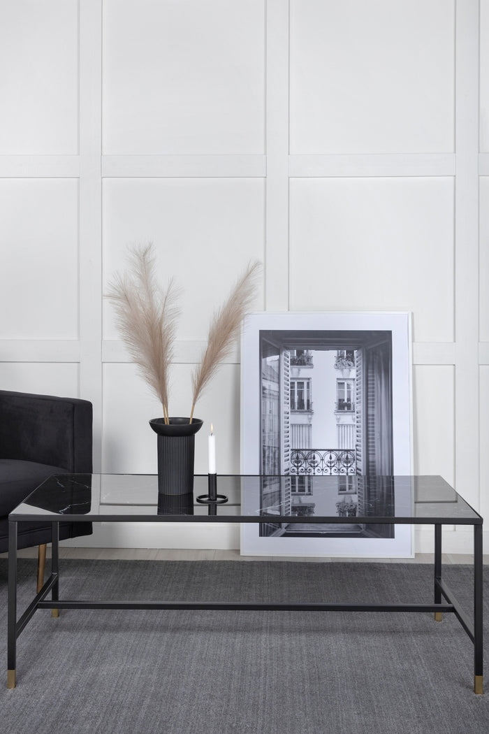 Fjôrd - Salontafel Zwart Goud 130cm - Glas - Dipp