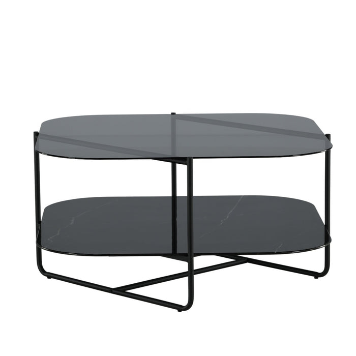 Fjôrd - Salontafel Zwart 85cm - Glas - Un-line