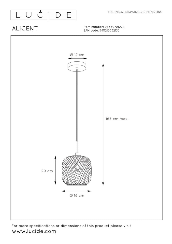 Lucide ALICENT Hanglamp - Mat Goud | Messing