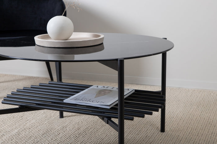 Fjôrd - Salontafel Von Zwart Glas Marmer Ø80cm