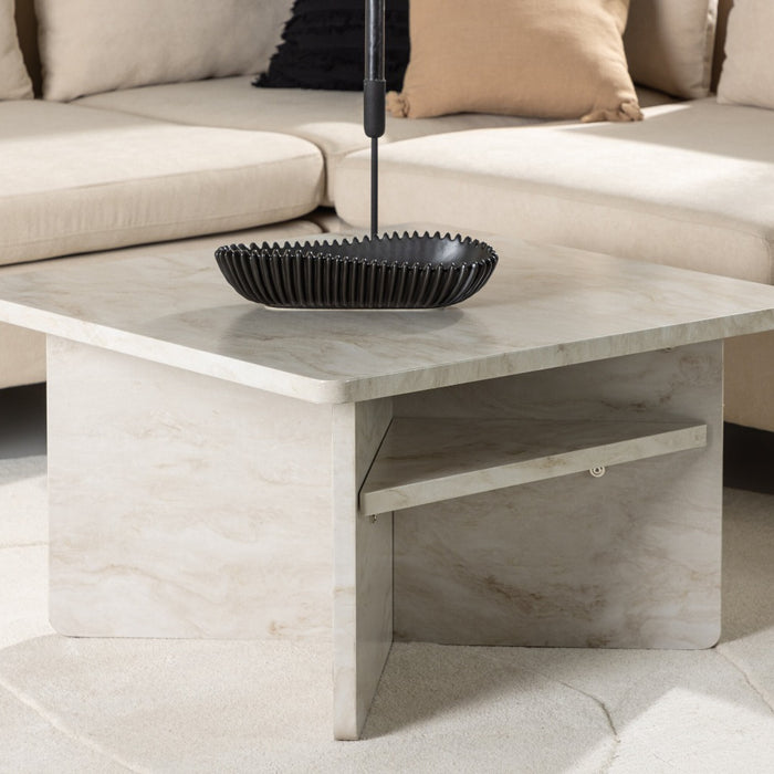 Fjôrd - Salontafel Beige Marmerlook 75cm - MDF - Ålesund