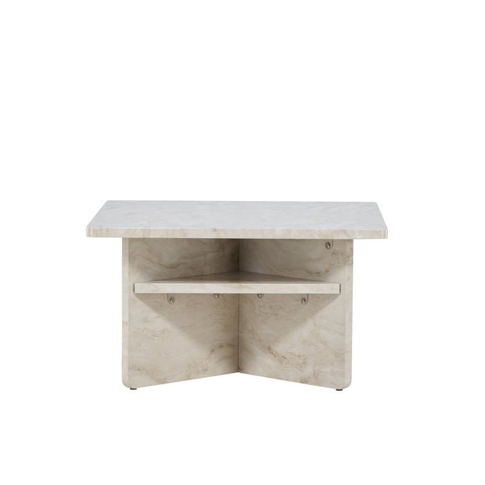 Fjôrd - Salontafel Beige Marmerlook 75cm - MDF - Ålesund
