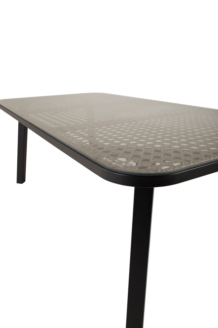 Fjôrd - Tuintafel Zwart Wicker 200cm - Glas - Paola
