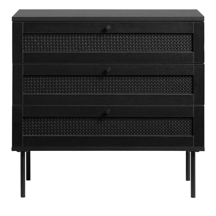 Rebellenclub Berley Dressoir met Lades - Zwart met Rattan