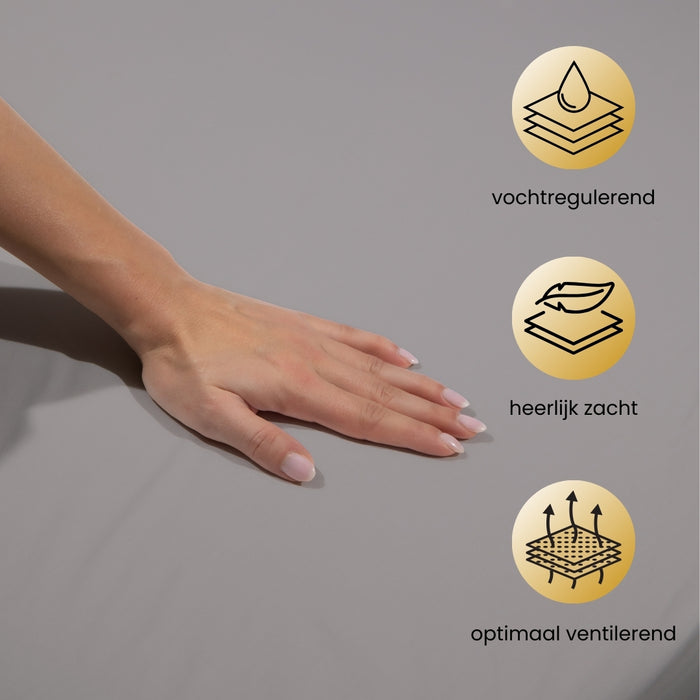 Superieur - Hoeslaken - Katoen - Grijs - 180x220cm