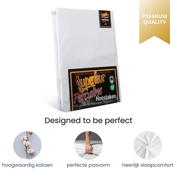 Superieur - Hoeslaken - Katoen - Wit - 80x200cm