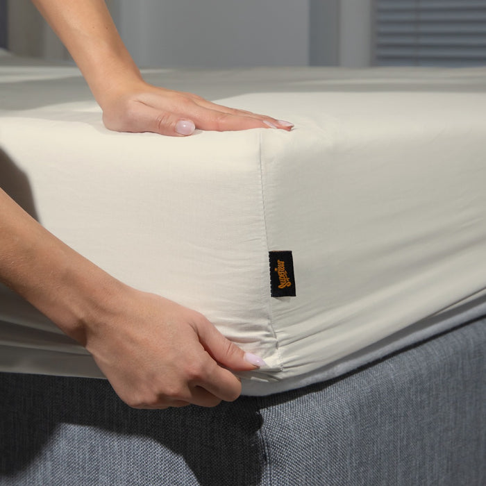 Superieur - Hoeslaken - Katoen - Crème - 90x220cm