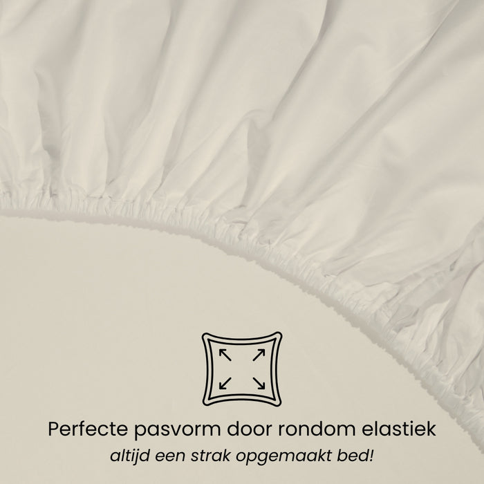 Superieur - Hoeslaken - Katoen - Crème - 90x220cm