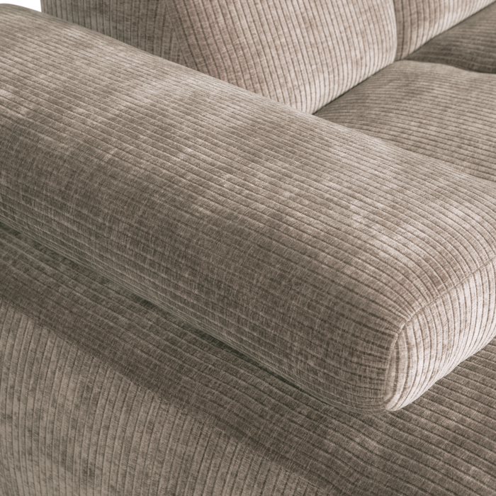 WOOOD Mojo Chaise Longue Bank Links - Geweven Ribstof - Donker Zand