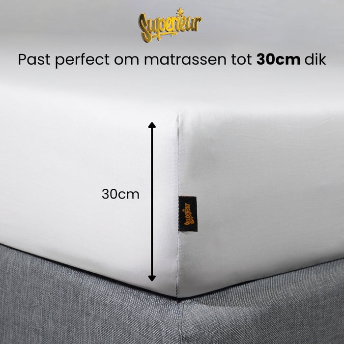Superieur - Hoeslaken - Katoen - Wit - 90x220cm