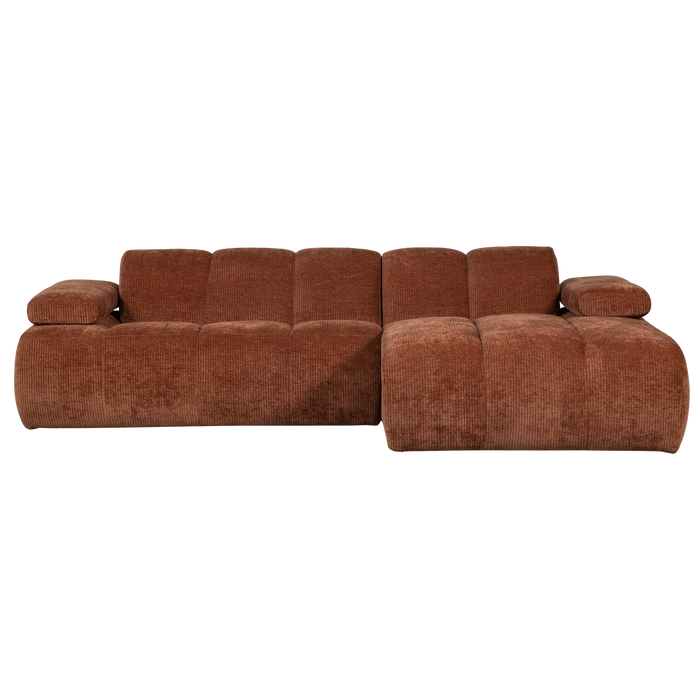 WOOOD Mojo Chaise Longue Bank Rechts - Ribstof - Roest Bruin