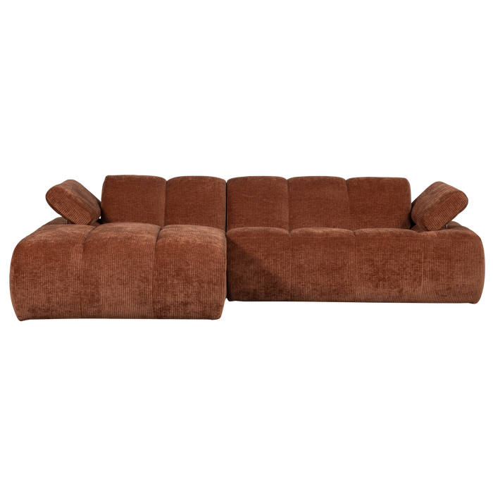 WOOOD Mojo Chaise Longue Bank Links - Geweven Ribstof - Roest Bruin