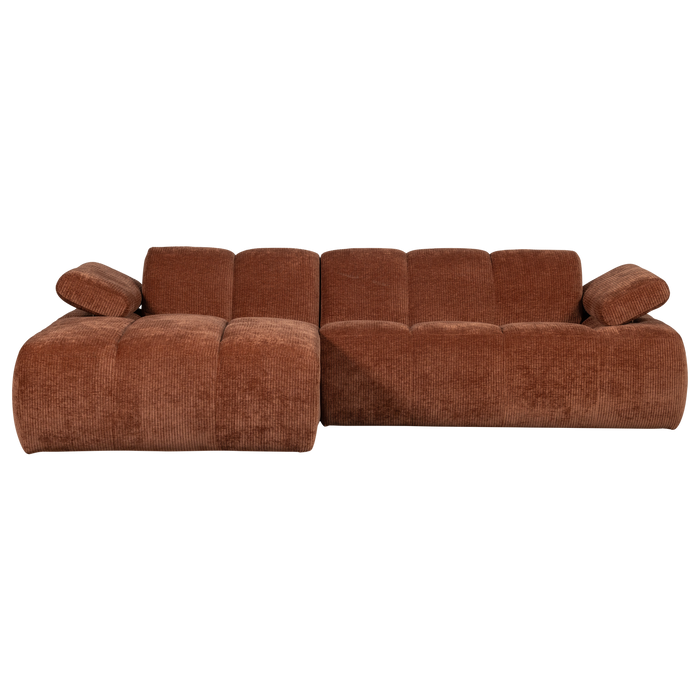 WOOOD Mojo Chaise Longue Bank Links - Geweven Ribstof - Roest Bruin
