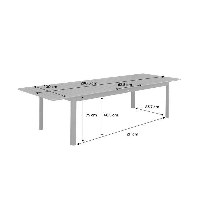 sweeek - Uitschuifbare aluminium tuintafel, 10 plaatsen