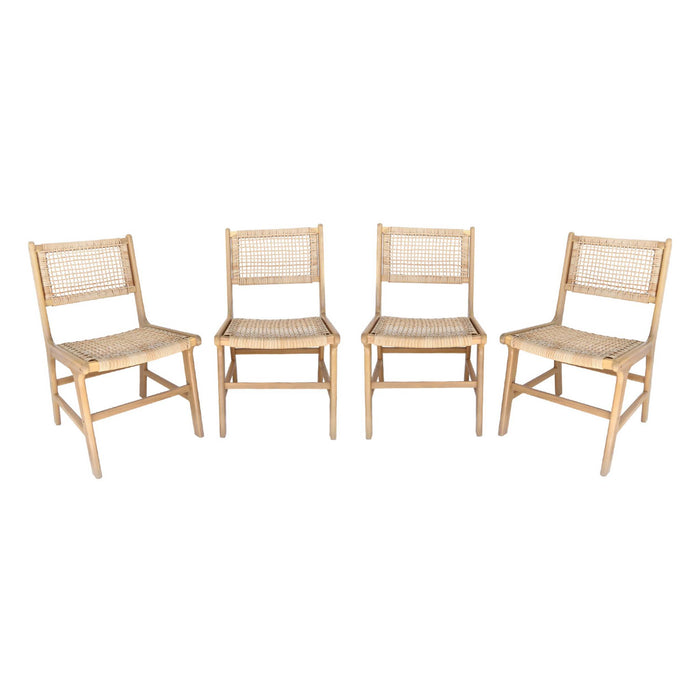 sweeek - Tuinstoel van riet en hout (set van 4)