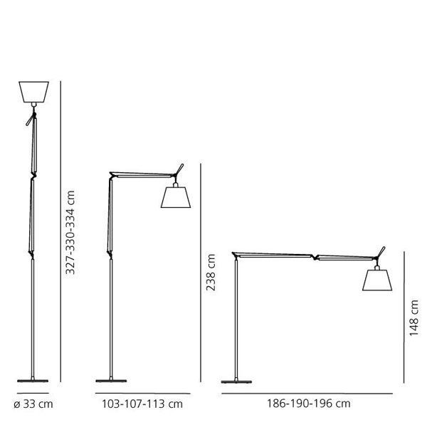 Artemide Tolomeo Mega Terra booglamp LED 3000K snoerdimmer alu