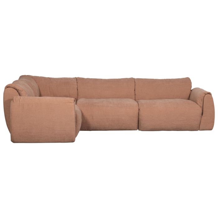 WOOOD Baggy Hoekbank Links - Geweven Chenille - Oud Roze - 81x301x210