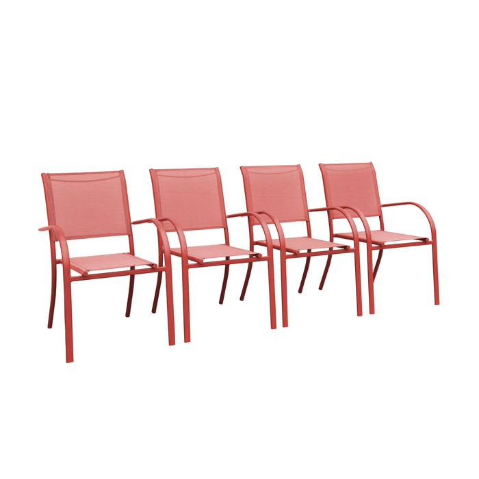 sweeek - Stapelbare tuinstoelen van aluminium en textileen (set van 4)
