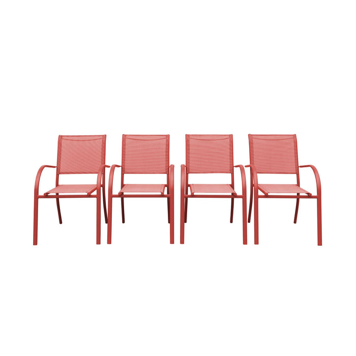 sweeek - Stapelbare tuinstoelen van aluminium en textileen (set van 4)