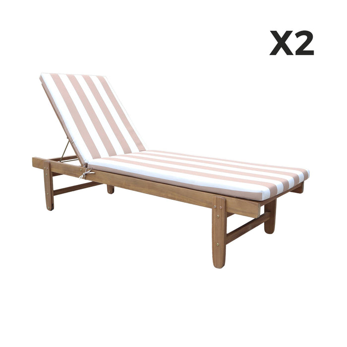 sweeek - Houten ligstoel met meerdere standen en wielen (set van 2)