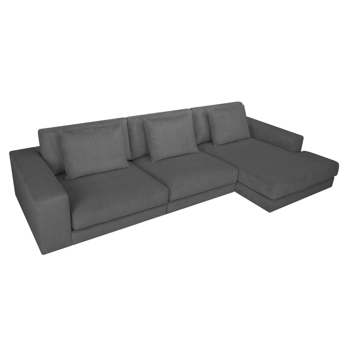 by fonQ Snug 3-zits Hoekbank met Chaise Longue Rechts - Donkergrijs