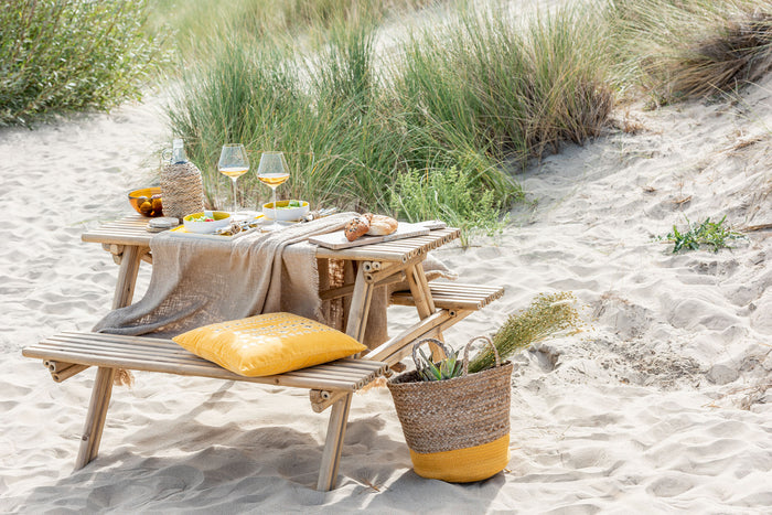 J-Line bank Picknick - bamboe|jute - naturel