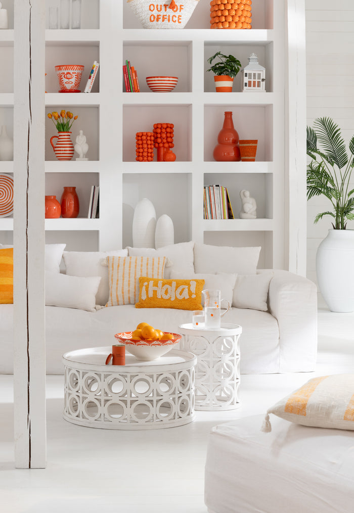 J-Line vaas Sinaasappels - keramiek - oranje - small - 18 cm hoog