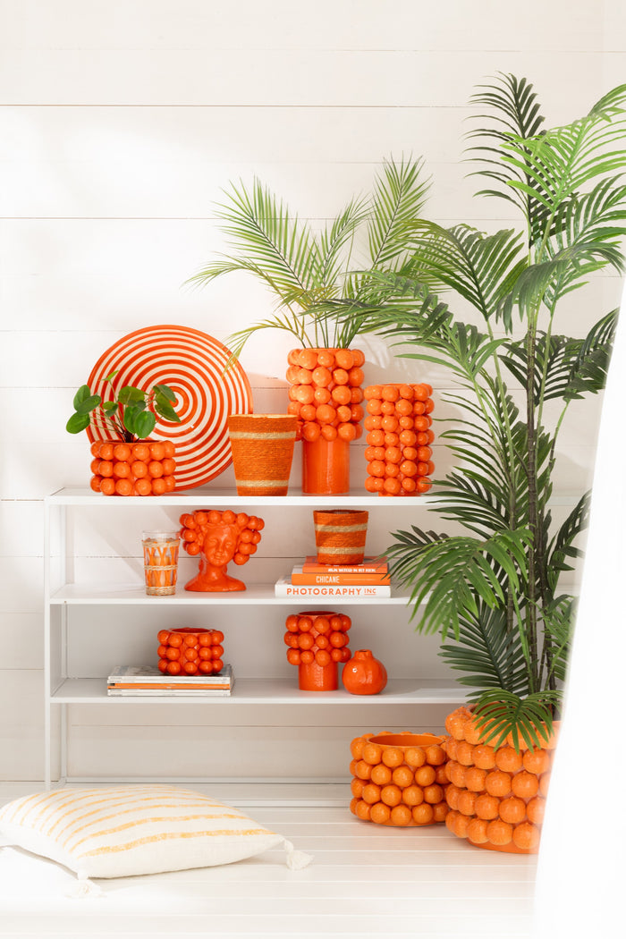 J-Line vaas Sinaasappels - keramiek - oranje - small - 18 cm hoog