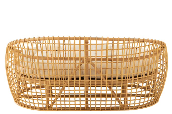 J-Line sofa Lise + kussen 2 Personen - rotan|textiel - naturel|wit