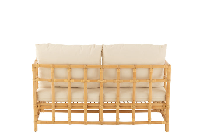 J-Line sofa Elise + kussen 2 Personen - rotan|textiel - naturel|wit
