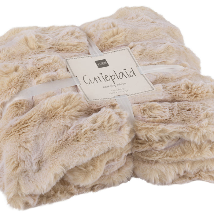 J-Line plaid Wave - polyester - creme - 180 x 130 cm