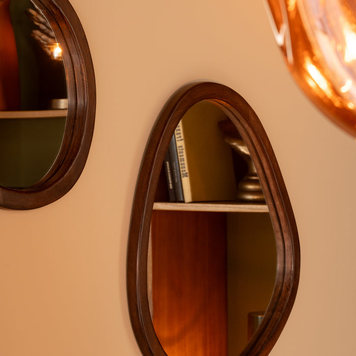 J-Line spiegel Whisp Mango - hout - bruin - large - Ø 59 cm