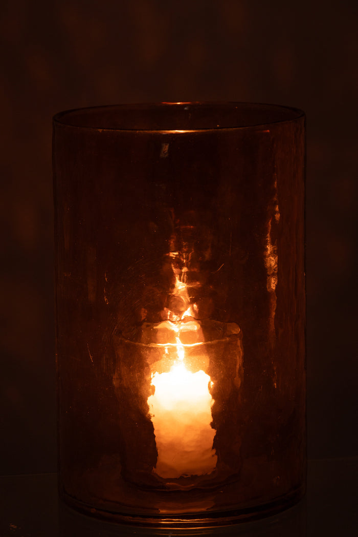 J-Line windlicht Dubbel - glas - oker - large