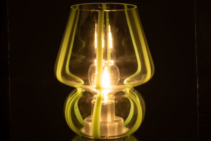 J-Line tafellamp Strepen - glas - transparant|groen - large