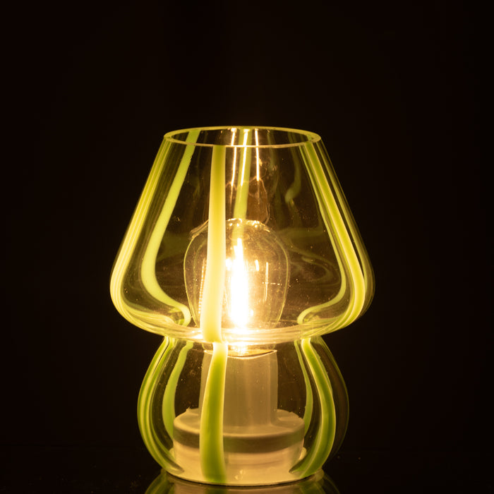 J-Line tafellamp Strepen - glas - transparant|groen - small