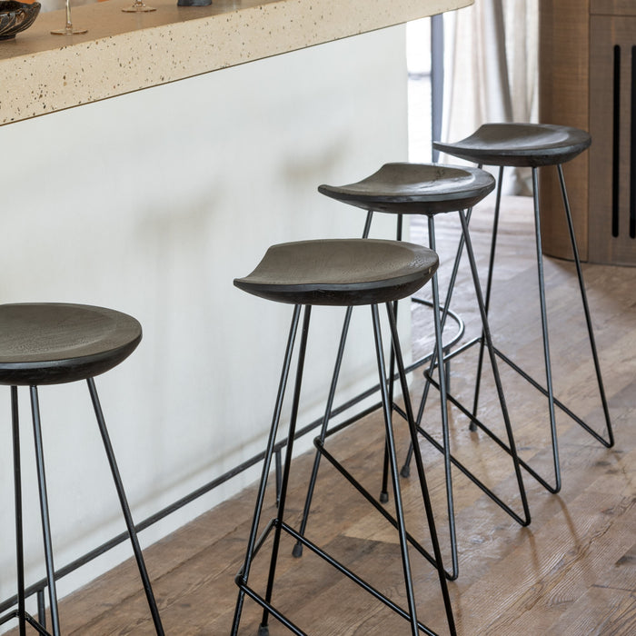 J-Line barstoel Teak - hout|ijzer - zwart