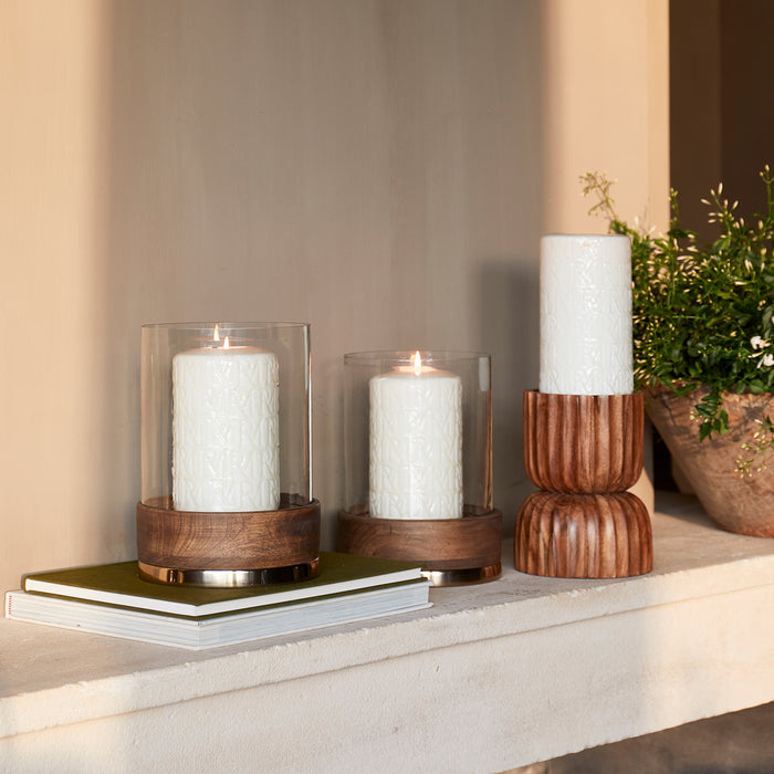 Riviera Maison Kandelaar Bruin - Josh Kaarsenhouder Maat L - Hout