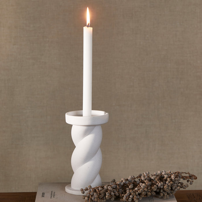 Riviera Maison Kandelaar Wit - Twisted Kaarsenhouder - Zand hars