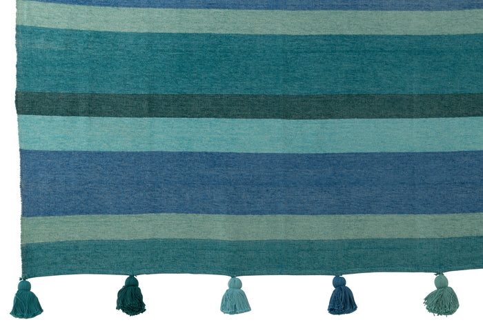 J-Line plaid Strepen + Kwastjes - katoen - blauw