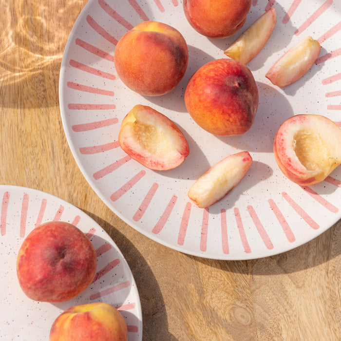 J-Line bord Lijn - porselein - roze - large - 4 stuks