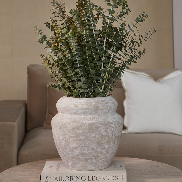 Riviera Maison Vaas Wit - Porlezza Bloemenvaas - Keramiek, Steengoed