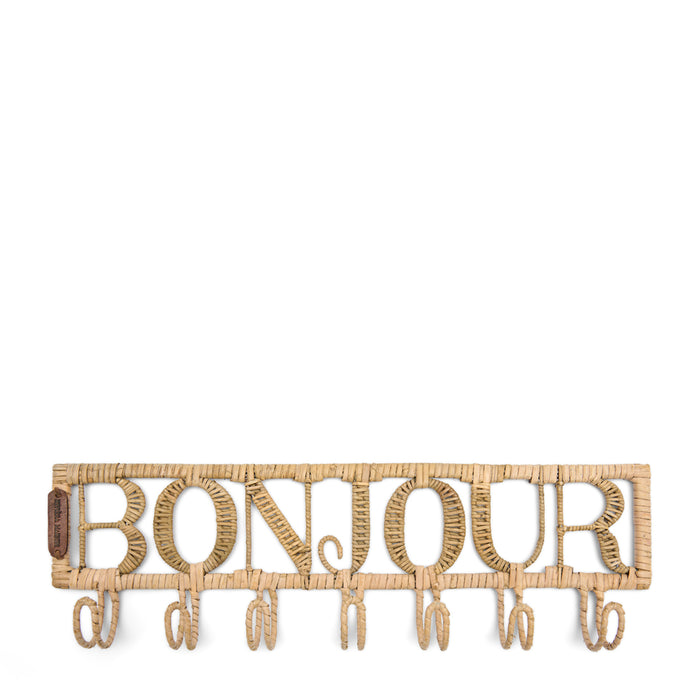 Riviera Maison Wandkapstok met tekst Bruin - Bonjour Kapstok - Rattan