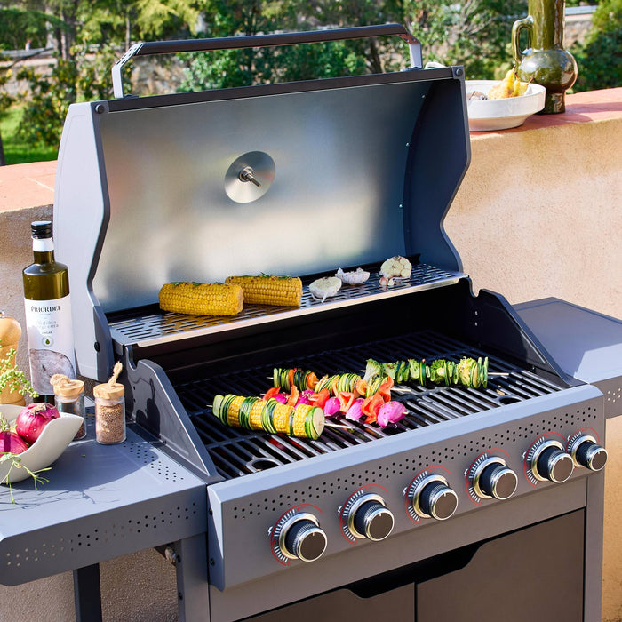 sweeek - Gasbarbecue met 5 branders + 1 zijbrander